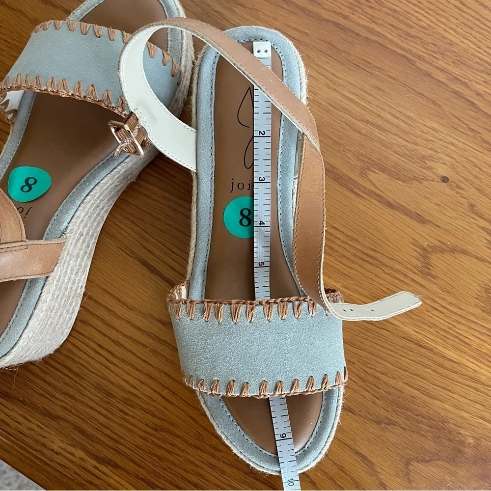 Joie Powder Blue Suede Wedge Espadrille Sandals Size 8